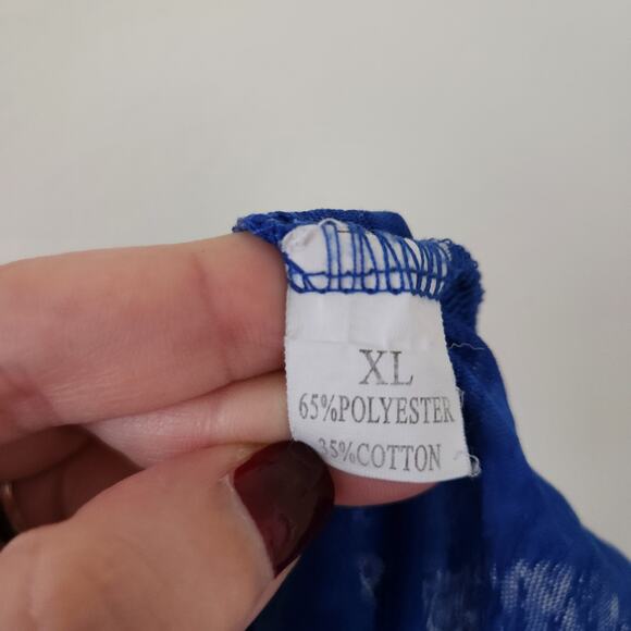 VINTAGE Sheer Button Down Blue Crop Top L-XL - Picture 6 of 7